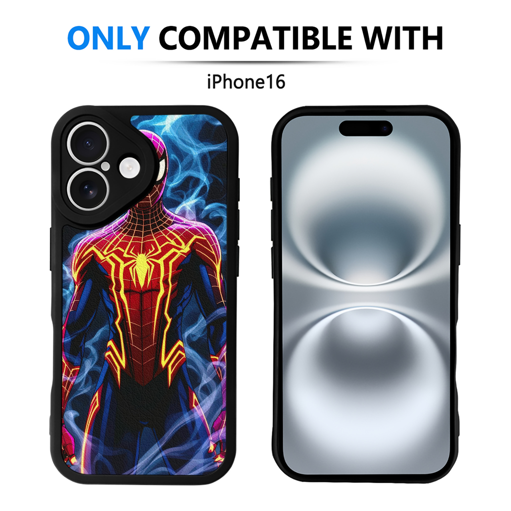（画像用） Spider Man スパイダーマン 【iPhone 16シリーズ対応】シリコンスマホケース（レザー調） 材質：シリコン